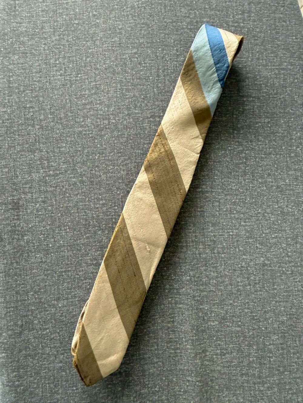 Jasmin Bronzini Silk Men's Tie Neutral Stripe White New Haven